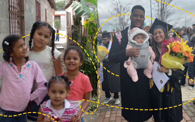 Odri Martinez, UofM alum and her family. 